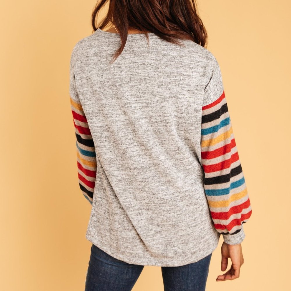 Party Up Your Sleeves Rainbow Stripes Top - Picture 7 of 8